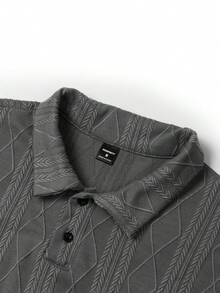 Manfinity Homme 男士针织纹理短袖 Polo 衫和裤子套装男装男士 T 恤套装男士两件套男士服装男士 T 恤套装男士两件套服装 - 灰色 - 查看 8