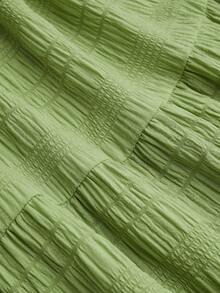 Sweetra Robe de vacances décontractée pour femmes grandes tailles, couleur unie, dos nu, col licou - Vert menthe - Voir 5