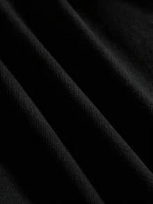 ROMWE MEN Essentials Celana Pendek Pria Kasual Longgar Nyaman Serbaguna dengan Gesper Populer Gaya Cina - Hitam - View 8