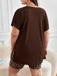 SHEIN Frenchy Casual Minimalist Leopard Print Pattern Plus Size 2 Pieces Set Suitable For Summer - Multicolor - View 2
