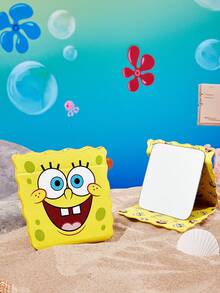 SpongeBob SquarePants | SHEIN 1 buah Cermin Lipat Portabel HD dengan Desain Kartun Lucu dari Bahan Kulit PU, Dapat Berdiri Sendiri atau Digenggam, Ringan dan Portabel, Nyaman untuk Memeriksa Detail Riasan, Cocok untuk Perjalanan dan Bepergian, Sangat Cocok untuk Wanita, Pria, Pelajar dan Penggemar, Dunia Bawah Laut, Spons - Kuning - View 2
