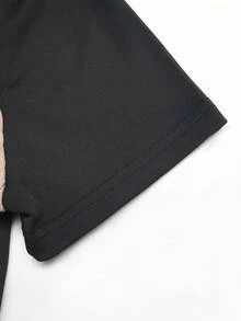 Selianne Women's Summer Casual Elegant Commuting Colorblock Textured Fabric Square Neck Bodysuit Night Out Black - Black - View 6