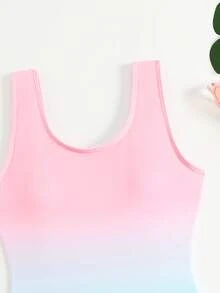 可愛漸層女孩一件式泳衣 & 比基尼泳褲 2件套組 (客製化印花) - 彩色 - 查看 3