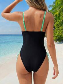 Swim Lushoire Summer One-Piece Fixed-Print Elegant Swimsuit - Multicolor - View 2