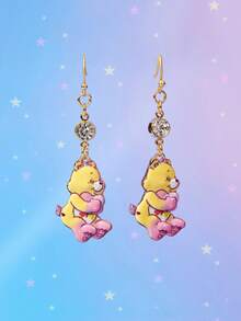 SHEIN X Care Bears New Creative Cartoon Multi-Color Cute Bear Pattern Printed Stud Earrings, IP Joint Design, Cute Personalized, Simple And Generous, Can Also Be Used As Accessories, Suitable For Various Parties, Concerts, Festivals, Exquisite Gifts - Multicolor - View 1