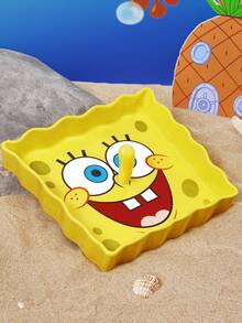 SpongeBob SquarePants | SHEIN 1個卡通造型陶瓷盤，陶瓷甜點盤，適用於甜點、水果、堅果、小食物，也可作為居家收納，收納鑰匙、珠寶等，適用於微波爐和洗碗機，附海綿 - 黃色 - 查看 2