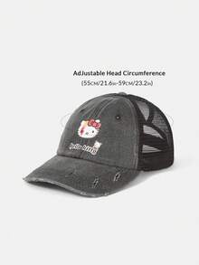 HELLO KITTY AND FRIENDS | SHEIN 1件休閒運動款可愛女款棒球帽，IP聯名設計，適合日常休閒穿搭 - 黑色 - 查看 6