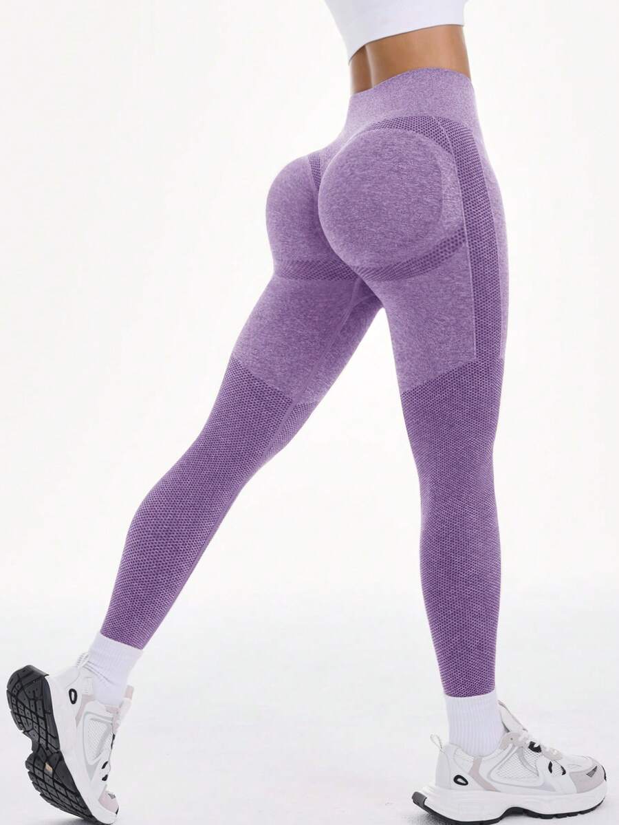Gameset SHEIN Sport 女款時尚百搭緊身運動底層長褲 - 紫色 - 查看 1