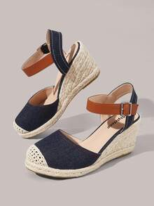 Styleloop Women's Wedge & Platform Shoes, Bohemian, Beach Vacation, Western Wind, Summer Wear, Travel Essentials - dark blue - View 4