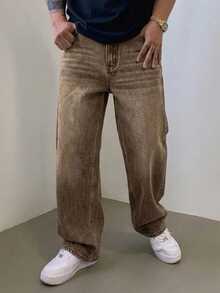 DAZY Jeans largos azules desgastados y lavados para hombre, primavera/otoño - Marrón - Ver 3