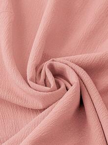 EMERY ROSE Blusa elegante de talla grande para mujer con cuello redondo, mangas volantes y ribete de volantes en color liso - Rosa - Ver 4