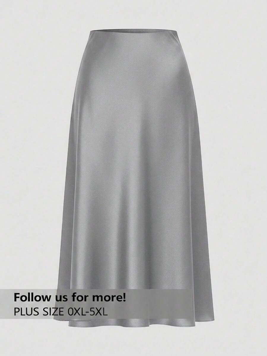 Firerie Falda casual de talla grande de unicolor - Gris - Ver 1