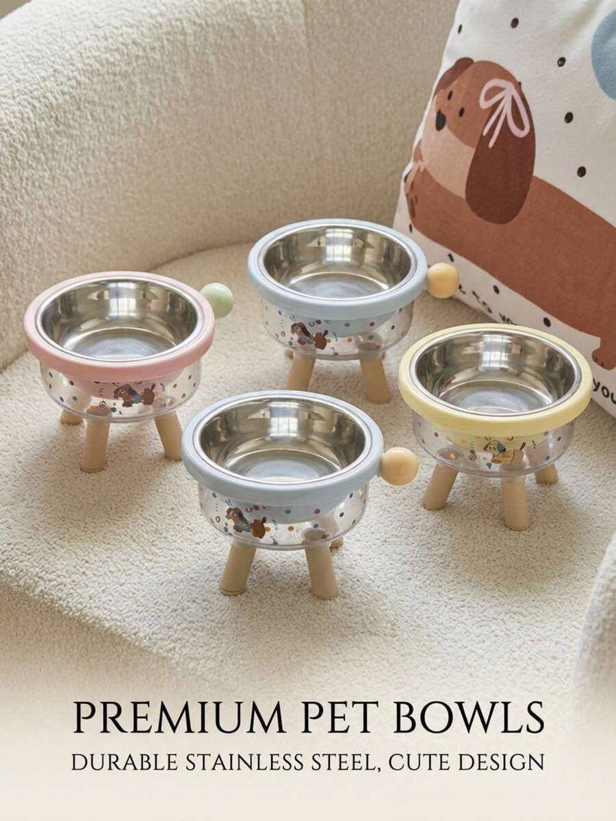 PETSIN 1个高品质双层多巴胺宠物增高碗，防溢漏猫狗食物水碗 - 150ml - 查看 1