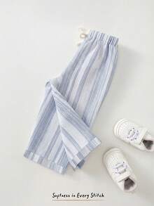 Cozy Pixies Baby Boy Colorful Striped Elastic Waist Casual Comfortable Pants,Kids - Dusty Blue - View 5