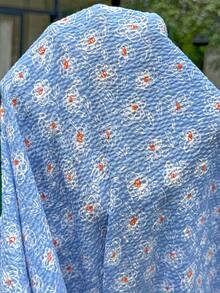 SHEIN 淺藍色碎花泡泡袖荷葉邊孕婦洋裝，適合夏季嬰兒洗禮會、外出、早晨、生產、洗禮客賓，正式可愛浪漫休閒風 - 藍色 - 查看 11