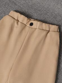 SHEIN 2件組青少年男孩紳士短袖POLO衫+長褲套裝，優雅正式服裝，適用於生日派對、晚會、表演、婚禮、滿月、洗禮、1歲生日、生日、婚禮、畢業典禮、婚禮賓客、花童、戒童 - 酒紅色 - 查看 5