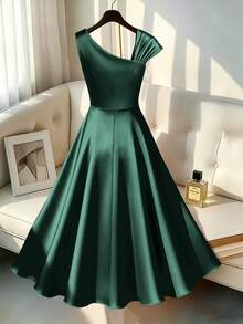 GlowEve CURVE Plus Size Women's Solid Color Fashion Party Dress Fall - Dark Green - View 2