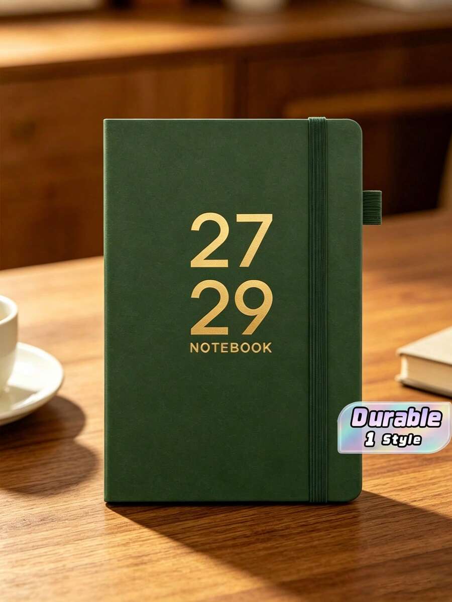 2027-2029 English Calendar Notebook, Time Management Planner, Bound Notepad With Straps - C-Green - View 1