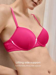 Bralution Women's Minimalist Solid Color Adjustable Strap Bra With Underwire - Violet Purple - View 5