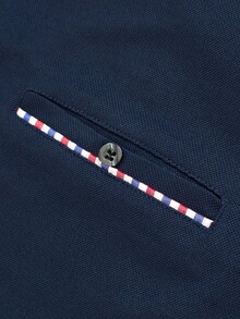 Manfinity Homme Men Plaid Print Polo Shirt, Fall, Long Sleeve Top - Navy Blue - View 5