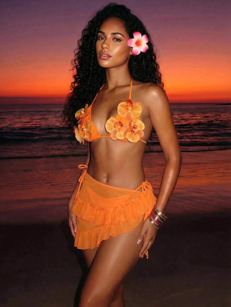 Zestiva Bộ bikini ngắn xếp ly bằng vải lưới gợi cảm dành cho nữ, thích hợp cho bãi biển và kỳ nghỉ xuân hè. - Nhiều màu - Xem 1
