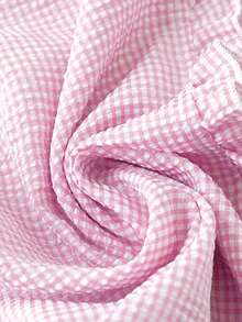Linhara Women's Plus Size Solid Color Textured Fabric V-Neck Short Sleeve Casual Regular Shirt, Going Out Tops, Vacation, Club - Pink - View 4