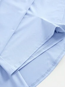 SHEIN Girlism 青少年女孩青少年女童針織藍色修身蝴蝶結休閒優雅洋裝 - 藍色 - 查看 6