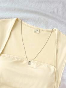 SHEIN Teen Girls T-Shirts Summer Solid Ruched Side Tank Top - Yellow - View 4