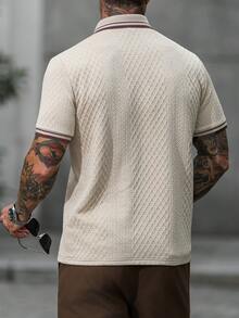 Manfinity CasualCool 男士夏季休閒高爾夫 Polo 衫，短袖通勤老錢風，復古 Y2K 街頭風，適合日常休閒、戶外活動與辦公正式場合 - 卡其色 - 查看 2