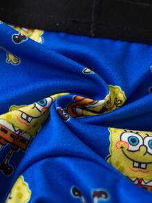 SpongeBob SquarePants | SHEIN 小男孩彈性腰圍休閒四角內褲 - 藏蓝色 - 查看 6
