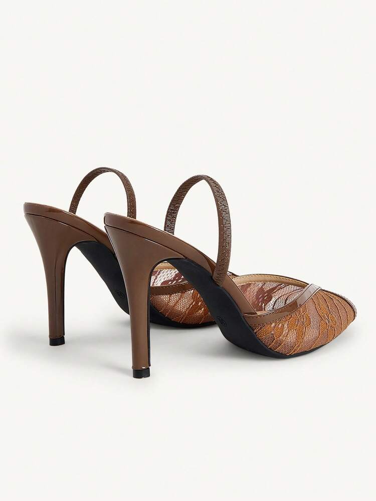 CUCCOO CHICEST Summer Brown Mesh Pointed Thin Heel Elegant Gorgeous Sexy Party Evening Ceremony Women High Heel Sandals
