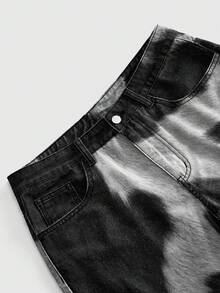 ROMWE MEN Men's Contrast Color Pocket Loose Casual Denim Shorts - Black - View 3