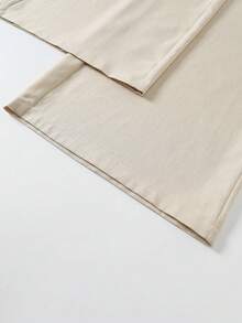 GlowEve CURVE 大尺碼新款春夏兩件套，橘色上衣搭配杏色長褲，對比色優雅休閒套裝，適合女性，端莊風格，居家與辦公穿搭，高品質女裝，2026年流行女裝，大尺碼女裝兩件套 - 彩色 - 查看 4