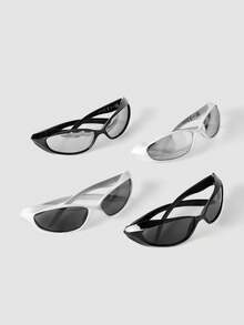 MortiRose 1PC/4PCS Futuristic Y2K Cycling Fashion Glasses For Men & Women Couples, Punk Hipster Sports Goggles Suitable For Driving, Everyday Wear, Hiking - Multicolor - View 1