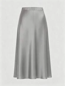 Firerie Falda casual de talla grande de unicolor - Gris - Ver 2