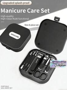 1PC Splash-Proof Nail Clipper Set - Splash-Proof Nail Clipper + Straight Nail Clipper + Angled Nail Clipper + Ear Spoon, Meets Daily Hand Care Needs, Comes With Portable Travel Storage Case, A Great Gift For Family And Friends - Multicolor - View 1