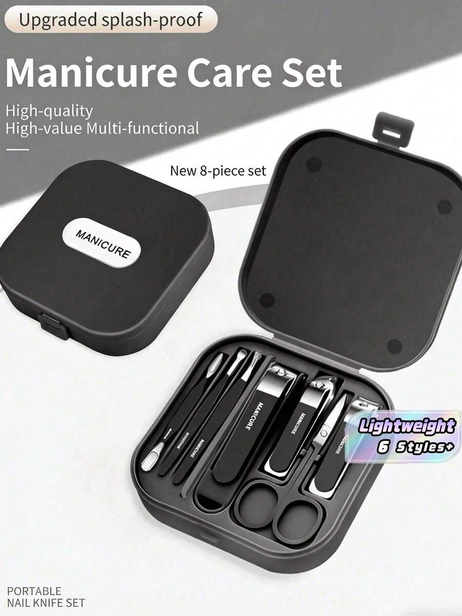 1PC Splash-Proof Nail Clipper Set - Splash-Proof Nail Clipper + Straight Nail Clipper + Angled Nail Clipper + Ear Spoon, Meets Daily Hand Care Needs, Comes With Portable Travel Storage Case, A Great Gift For Family And Friends - Multicolor - View 1