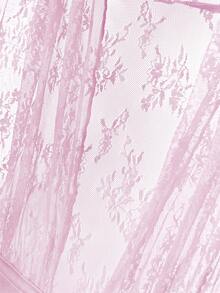 SHEIN Franclia V-Neck Contrast Lace Elegant Button Women's Top - Pink - View 5