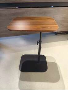 This Desktop Features 360-Degree Rotation And Adjustable Height, Set Upon A Stylish, Minimalist Metal Frame And A Sturdy, Durable Wooden Surface That Remains Stable And Wobble-Free. This Portable, Lightweight Side Table Is Ideal - Multicolor - View 12