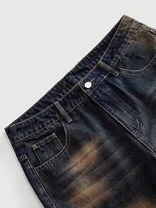 ROMWE MEN Men's Casual Versatile Denim Shorts With Pockets - Blue - View 3