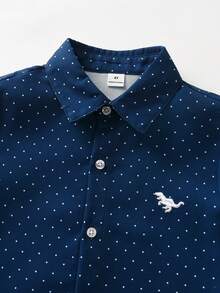 SHEIN Young Boy Gentleman 2-Piece Set Polka Dot Long Sleeve Shirt And Suit Pants, Belt Not Included, Gentleman Fashion, Suitable For Birthday Party, Evening Party, Performance, Wedding, Full Moon, Baptism, Christmas, Halloween - Multicolor - View 3
