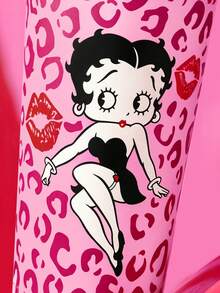 Betty Boop x SHEIN 500ml /16 Oz 真空保溫不鏽鋼杯，1個防漏蓋，適用熱飲/冷飲，適合大多數杯架，禮物首選，派對、節日、情人節 - 玫紅色 - 查看 7