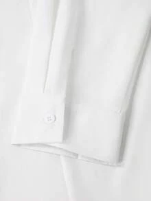 Manfinity Mode 男士春夏四季通用白色抗皺面料成熟商務簡約俐落長袖襯衫，適合儀式場合 - 白色 - 查看 3
