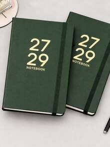 2027-2029 English Calendar Notebook, Time Management Planner, Bound Notepad With Straps - C-Green - View 6