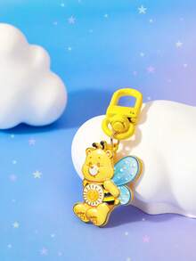 SHEIN X Care Bears New Creative Cartoon Multi-Color Cute Bee Pattern Printing Keychain, IP Joint Design, Cute Personalized, Simple And Generous, Can Also Be Used As Accessories, Suitable For Various Parties, Concerts, Festivals, Exquisite Gifts - Yellow - View 2