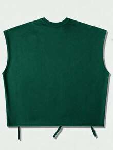 ROMWE MEN Street Life 2026 Spring/Summer New Men's Casual Fashion Y2K Style Sleeveless Crew Neck T-Shirt Unisex Couple Matching Women's Sleeveless Tank Top - Green - View 2
