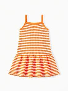 Emery Rose Kids Emery Rose Kids 一件装，女童休闲优雅条纹宽松吊带连衣裙，适合日常穿着、返校、外出、聚会、节日、春夏穿着。 - 橘色 - 查看 6