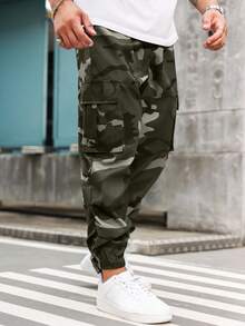 Manfinity Roughcore Plus Size Men's Camouflage Print Cargo Pants - Multicolor - View 3