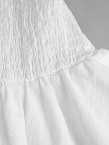 Flirla Sweet Spicy Solid Color Lace Trim V-Neck Bow Tie Fitted 100 Cotton Summer Mini Dress For Women Vacation All White Cottage Core - White - View 7