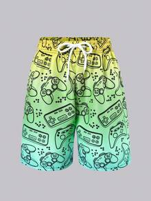 Fantacosmos Tween Boy Drawstring Waist All-Over Print Shorts Swimwear Bottoms Suitable For Summer Vacation - Multicolor - View 3